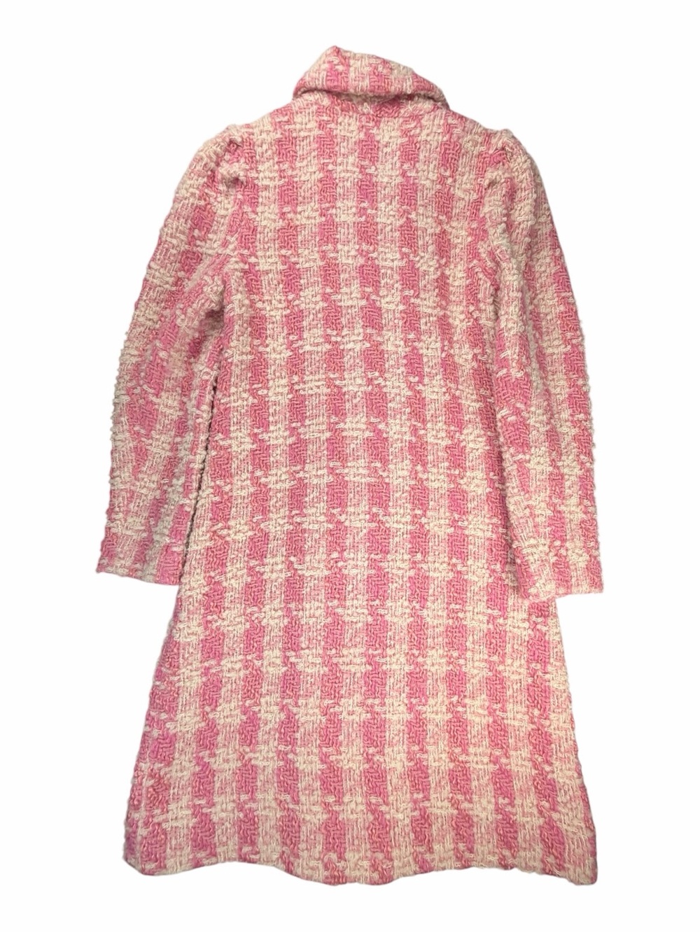 Love Shack Fancy Women’s Armstrong Pink Houndstooth Dense Wool Blend Coat Size 4 - Picture 9 of 12